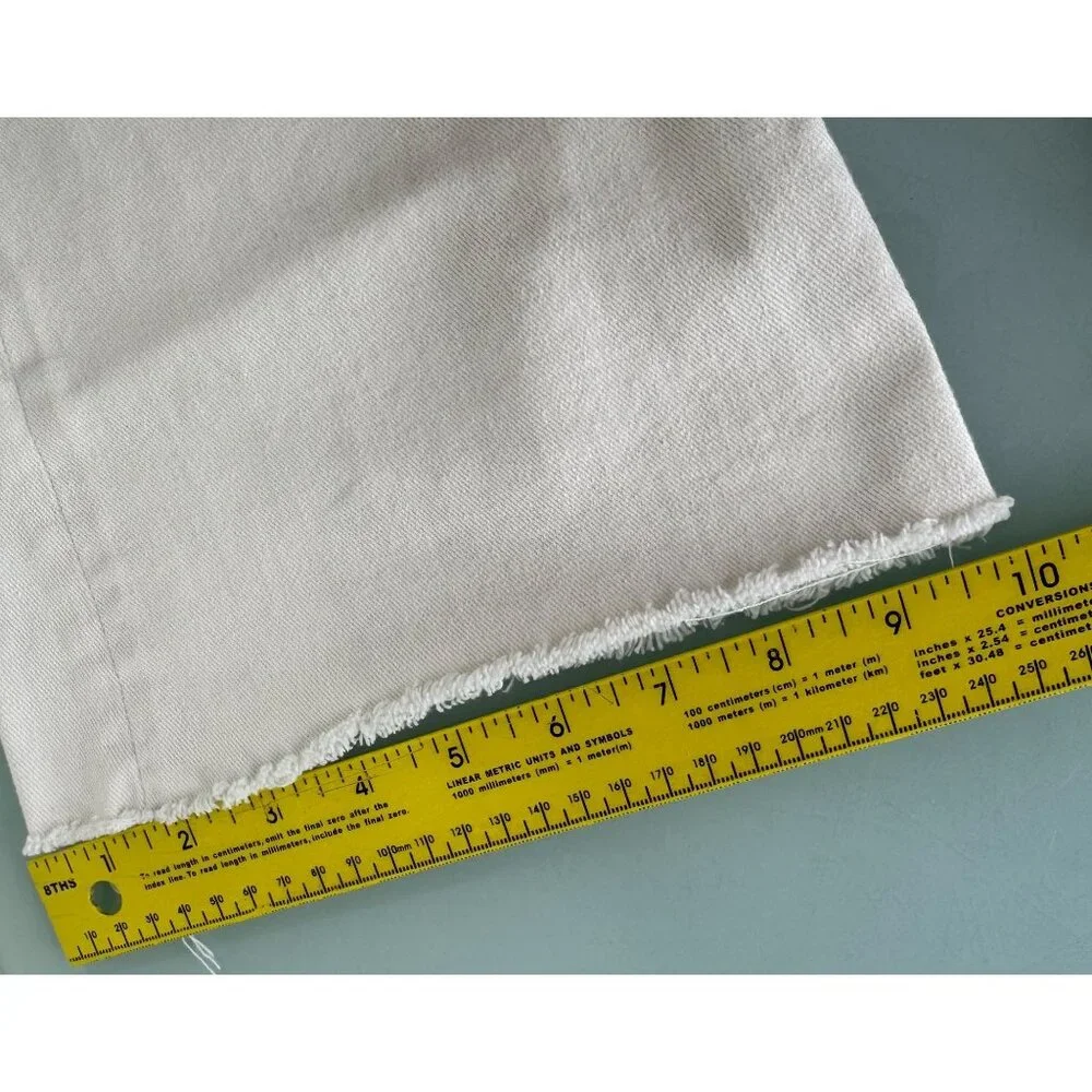 AG Adriano Goldschmied Farrah Boot Crop Jeans 32 High Rise Cream White Wide Leg - Picture 8 of 13